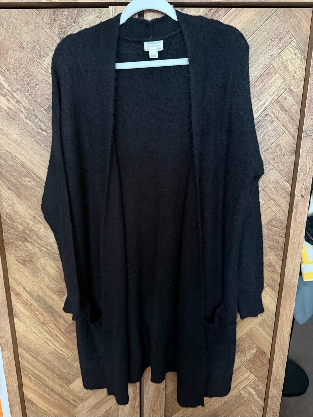 Caslon Black Open-Front Long Cardigan